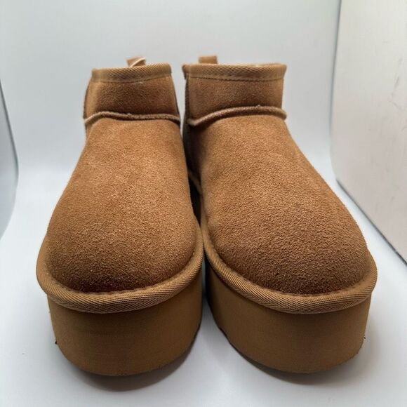 CUSHIONAIRE Women's Genuine Suede pull platform boot +Memory Foam 9 CHESTNUT - Picture 2 of 7